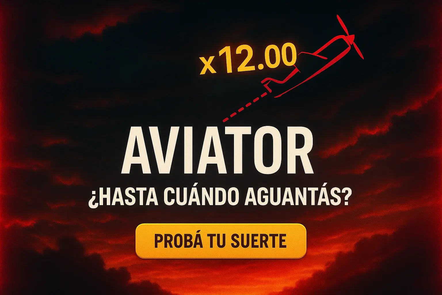 Banner de casino Aviator con avión ascendiendo y multiplicador x12.00